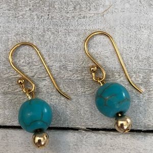Turquoise Dyed Howlite Earrings With Ear Wires